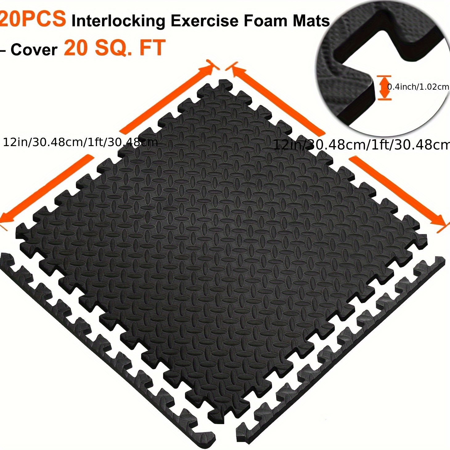 20pcs black eva interlocking fitness mats soft non slip waterproof for home gym training body shaping 5