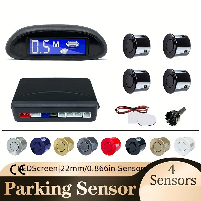 Kit de sensor de aparcamiento de 4 aparcamiento para coche, pantalla LED,  vista inversa, sistema de radar, sensor de respaldo, sensores de marcha