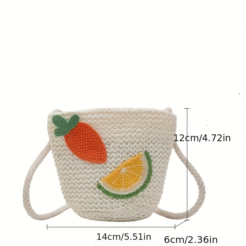 Straw Coin Purse With Cartoon Carrot Decoration