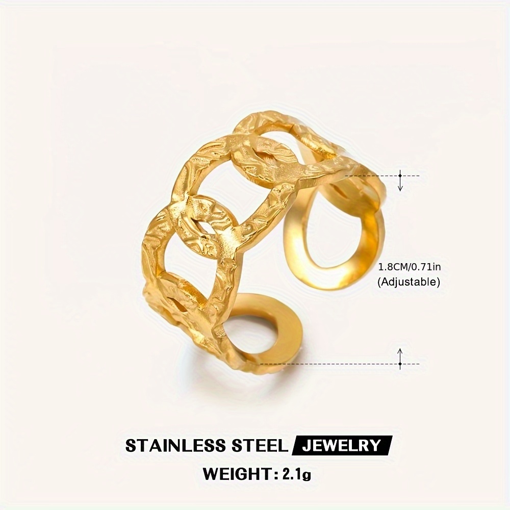 Women's Trendy Spliced Design Stainless Steel Open-End Ring