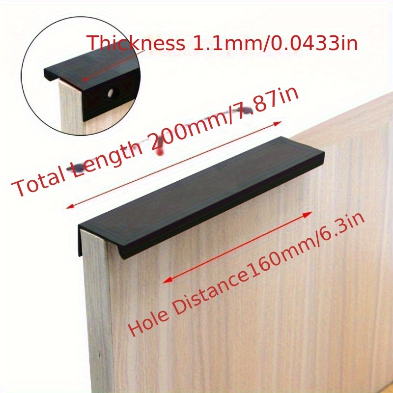 TEMU 4pcs Concealed Metallic Handles For Cabinets, Made Of Stainless Steel, Ideal For Kitchen Cupboards, Drawers, And Furniture