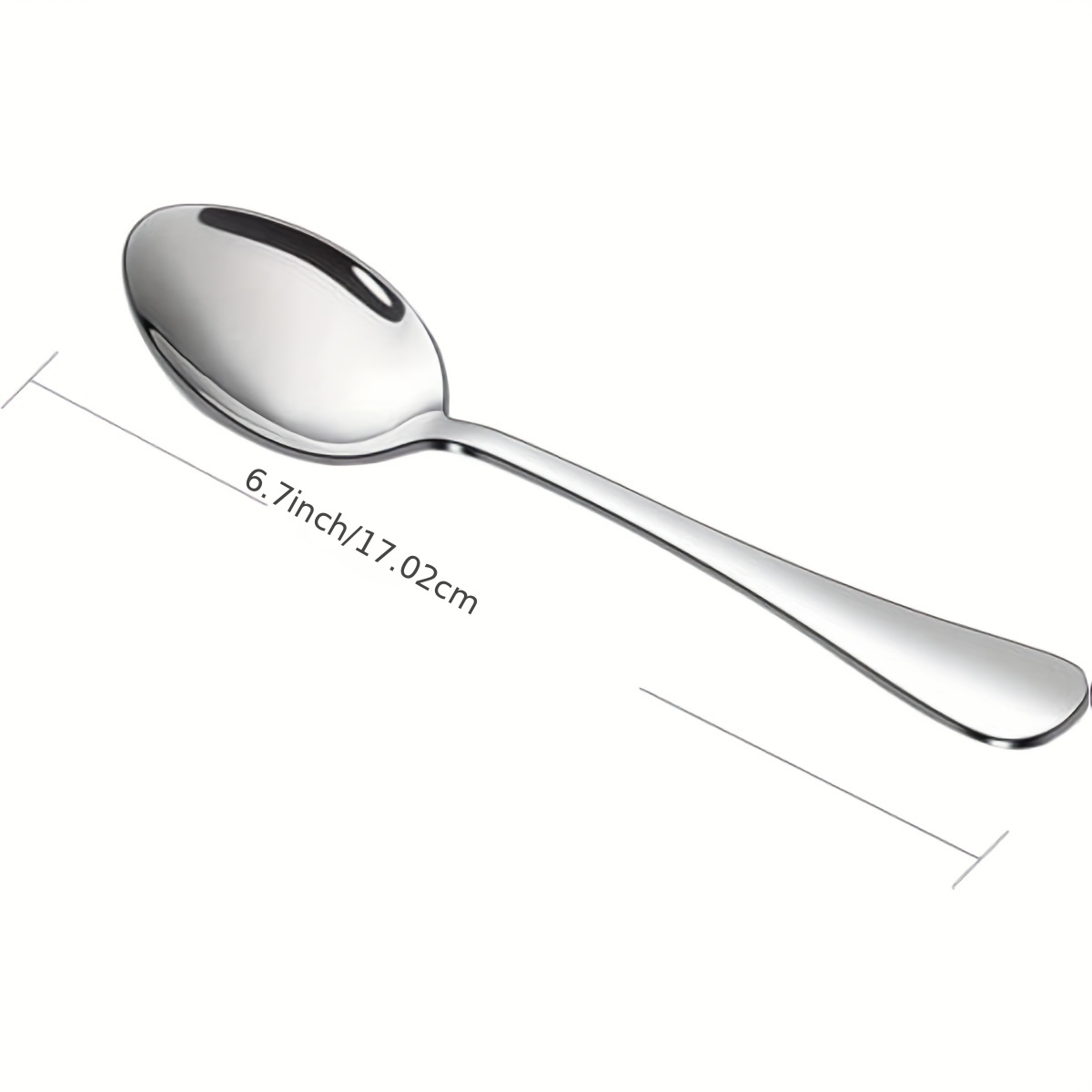 12pcs Stainless Steel Teaspoon Set - 7in Dessert Spoon, Mirror Polished