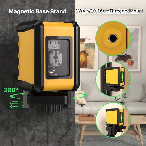 100ft green laser level with self leveling 3 brightness adjustments manual leveling magnetic mount batteries and carrying bag included professional orange for precise