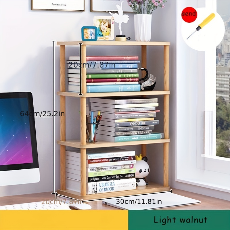 2pcs 4-Layer Small Bookshelf Organizer Floor Standing Desktop