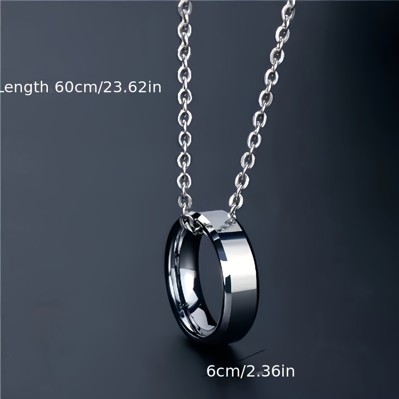 TEMU 1 pièce Pendentif Anneau en Acier Inoxydable 201, Collier Anneau Couple en Titane Acier Inoxydable 201, Pendentif Unisexe, Chaîne Pull Vintage,
