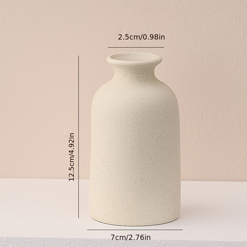 Image of 1pc Beige Bohemian Ceramic Vase, Suitable For Modern Home, Office, Or Farmhouse Decor, Easy Design Decorative Vase, Christmas Tin New Year Birthday And Other Holiday Gifts