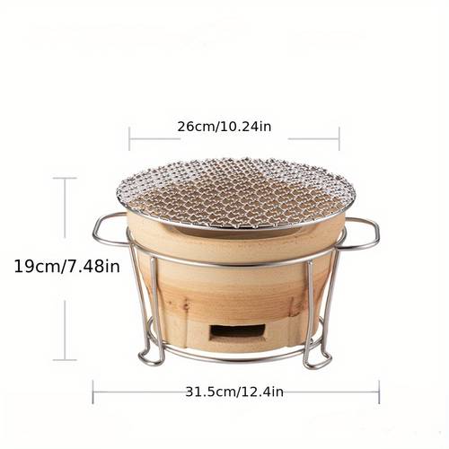 stainless steel grill tea stove charcoal barbecue hot pot stove thickened hot pot portable charcoal grill rack hibachi style mini grill very suitable for outdoor picnics camping barbecues