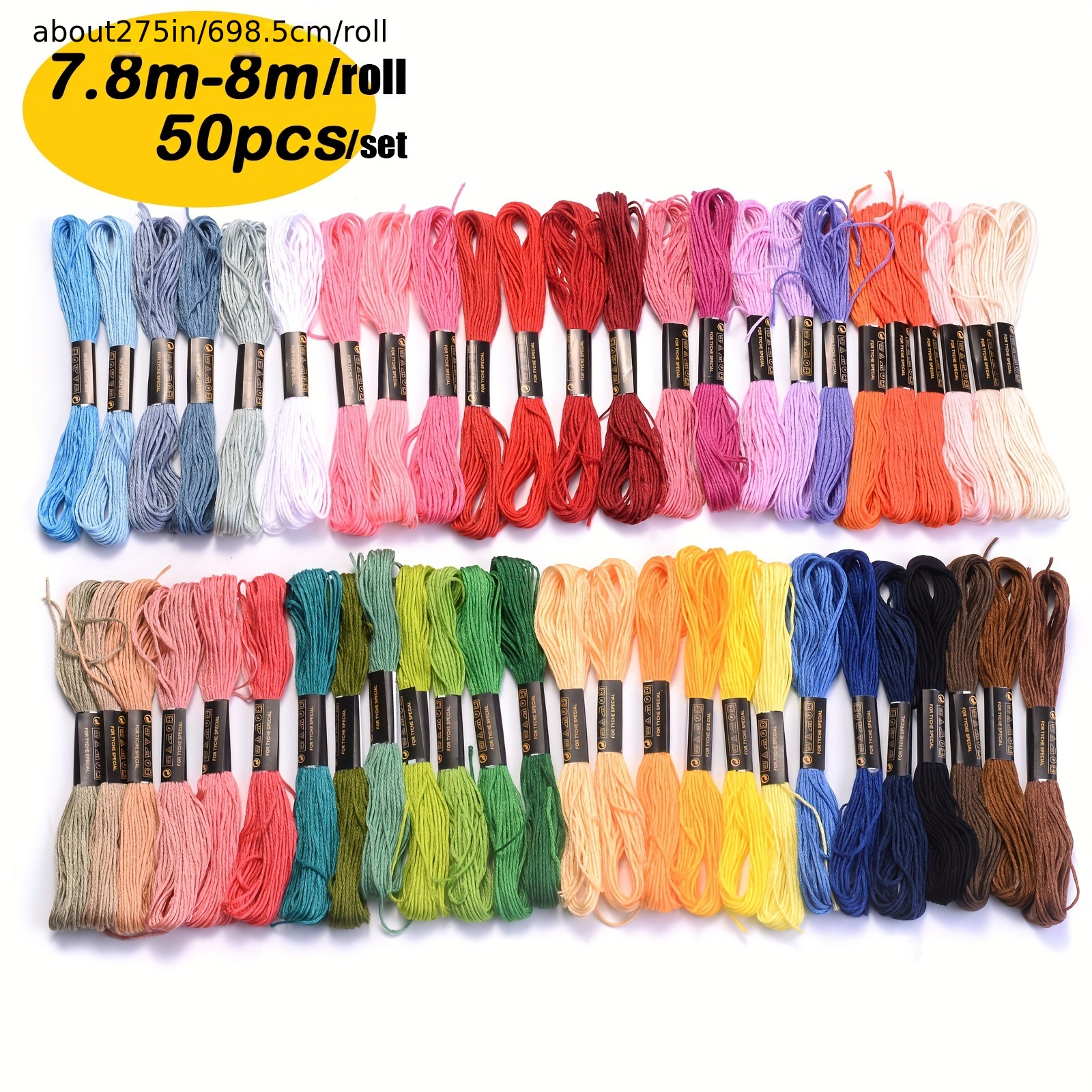 Friendship Bracelet String 50 Skeins Rainbow Color Embroidery Floss Cross  Stitch Embroidery Thread Cotton Floss Bracelet Yarn, Craft Floss