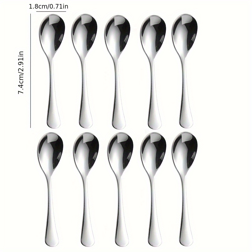 TEMU 5pcs/10pcs Ultra-small Food-grade 304 Stainless Steel Spoons, Coffee Spoons, Seasoning Spoons, Salt Spoons, Sugar Spoons, Herbal Powder Spoons,