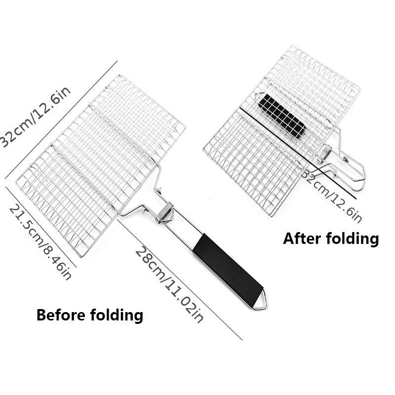 1pc, 304 stainless steel folding barbecue net disassembly portable