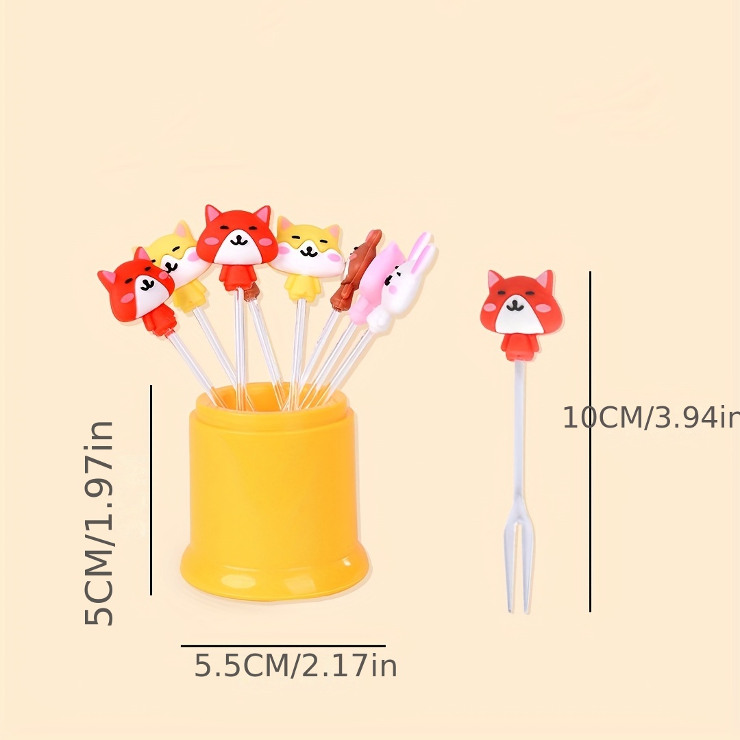 8PCS Cartoon Fruit Fork Creative Cute Mini Household Stainless Steel Fruit  Forks For Children Dessert Bento Accessories Party