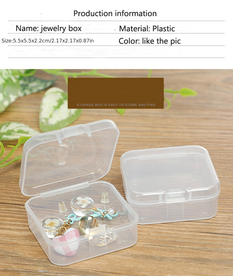 10/20/50Pack Small Boxes Square Transparent Plastic Box Jewelry Storage  Case Finishing Container