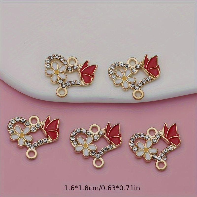 TEMU 5pcs Connecteurs Breloques en Émail Doré Fleur Arbre Coccinelle Coléoptère pour la Fabrication de Bijoux Bracelets Accessoires Ajouts Artisanat