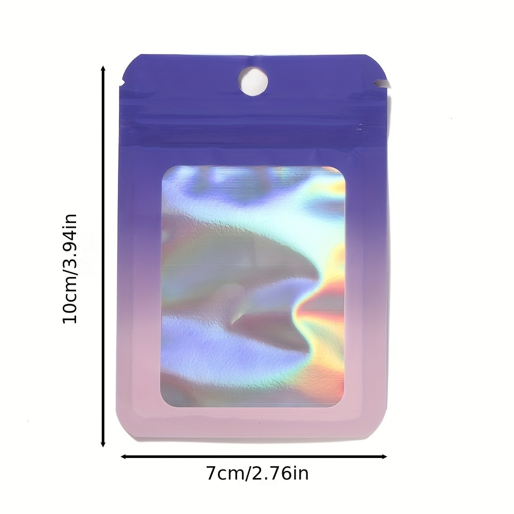 TEMU 50pcs Pp Laser Gradient Colorful Sealed Pocket Multiple Sizes Portable Gift Packaging Bag For Jewelry Necklace Earrings Fashion Storage Bag