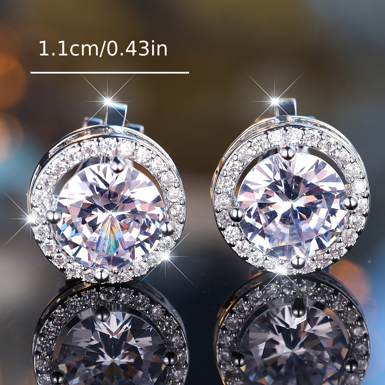 Round Zirconia Clip On Earrings for Wedding Dating