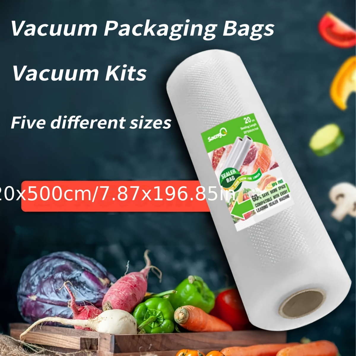 1roll of pattern road roll bag draw vacuum compression bag single sided mesh pattern sausage   plastic fresh keeping bag food vacuum packaging roll bag kitchen storage storage food more fresh details 1