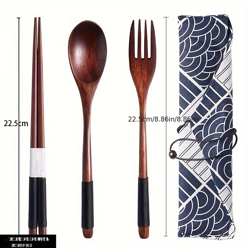 TEMU 高品質お箸セット、収納ボックス付き木製食器セット - お箸・スプーン・フォーク付き - 学生・旅行・家庭用に最適な選択