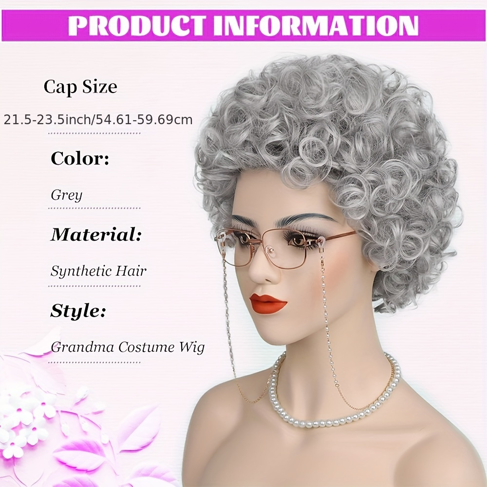 old lady costume wig accessories 5pcs set 100 days school - Temu display picture 1