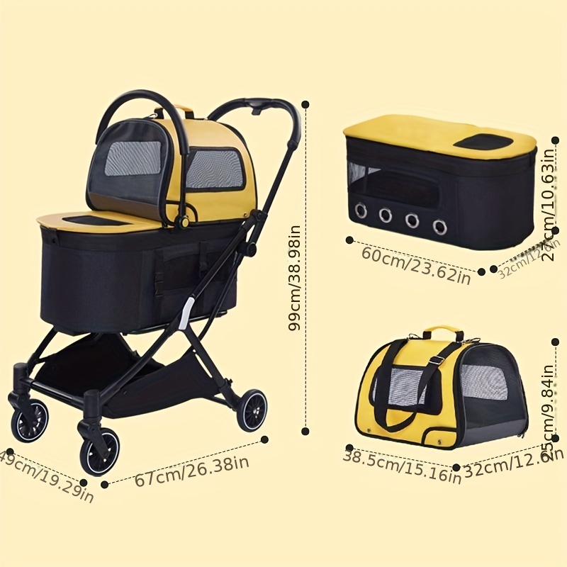 Yellow Outdoor Heavy-Duty Foldable Utility Pet Stroller Dog Carriers Bicycle Trailer