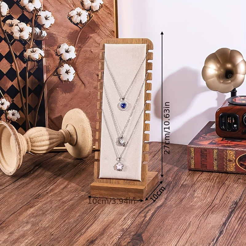 TEMU แท่นแสดงสร้อยคอสีวอลนัท Duoluan Home Decor, หอเครื่องประดับ