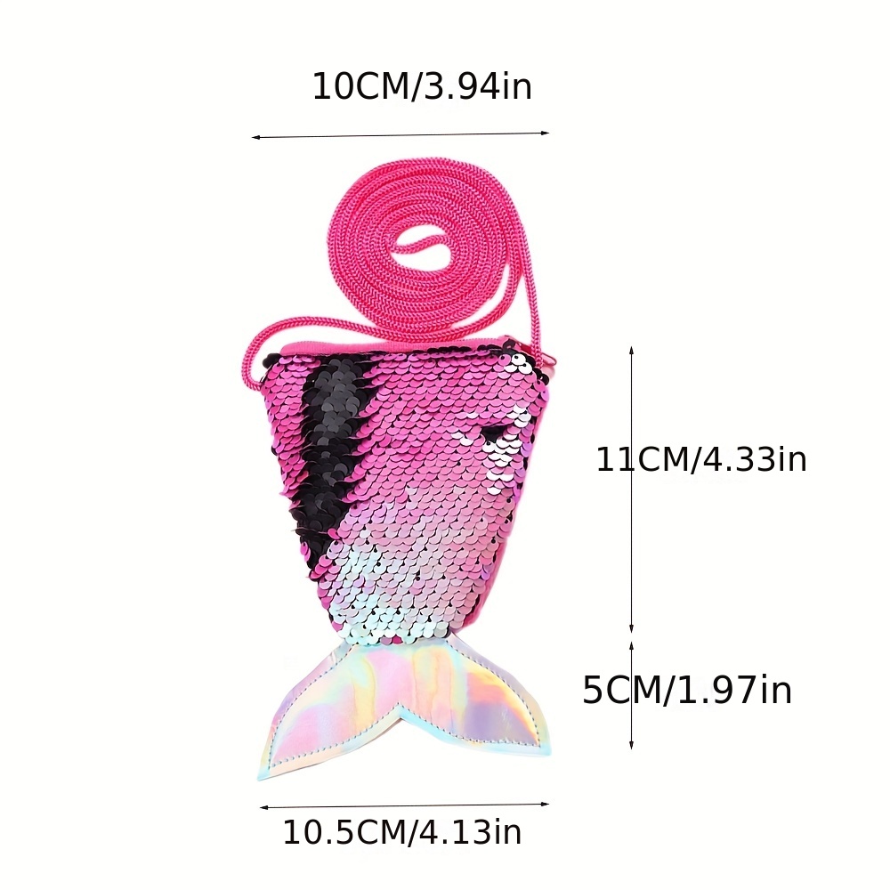 Colorful Sequin Mermaid Tail Coin Purse Crossbody Bag