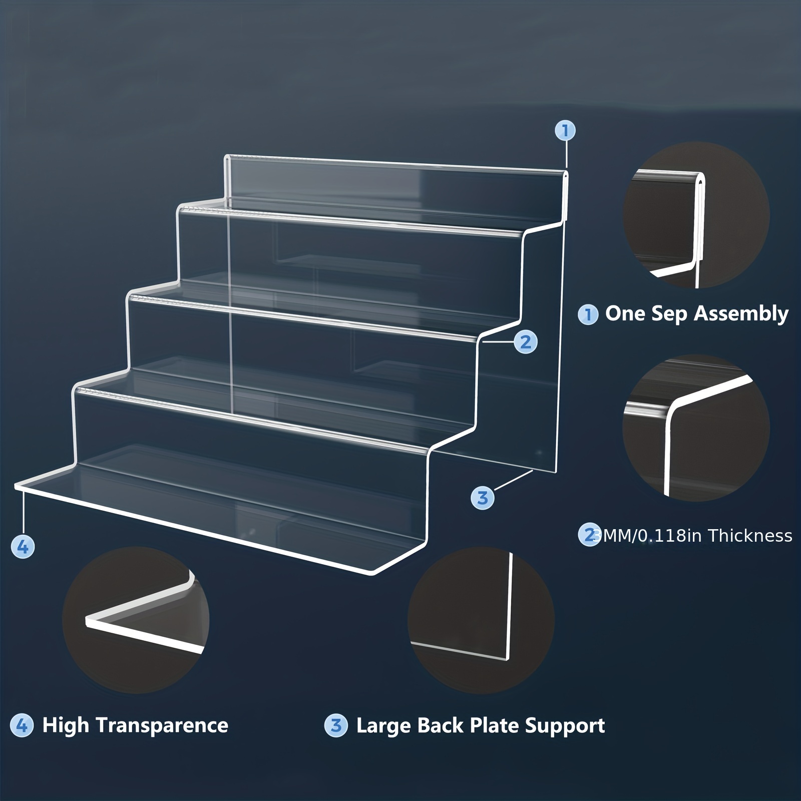 Acrylic Risers Display Shelf 9 Perfume Organizer 4 Tier For