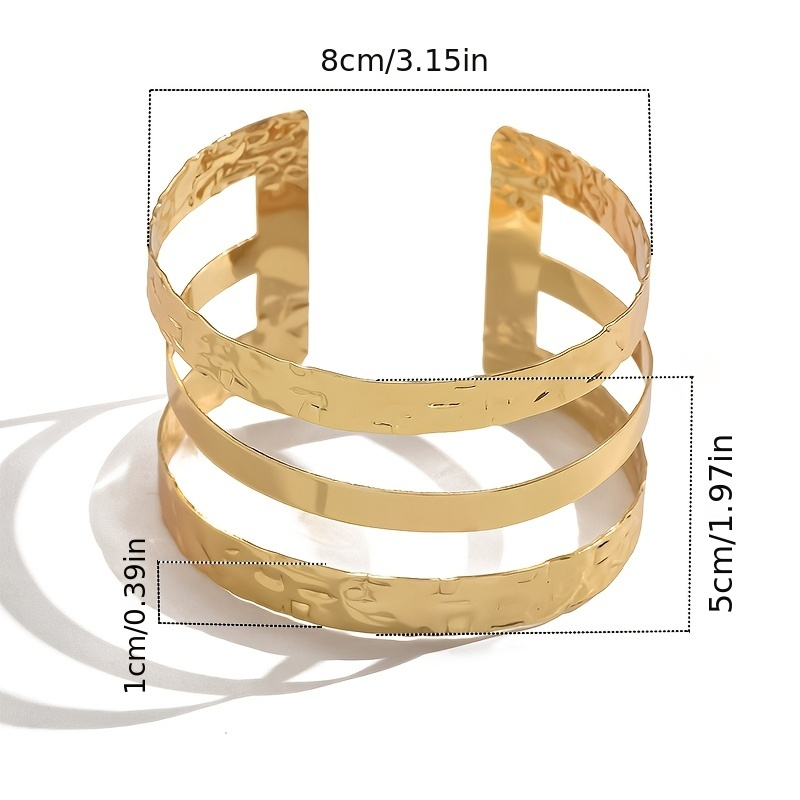 Wide Cuff Iron Hollow Out Layer Statement Bracelet