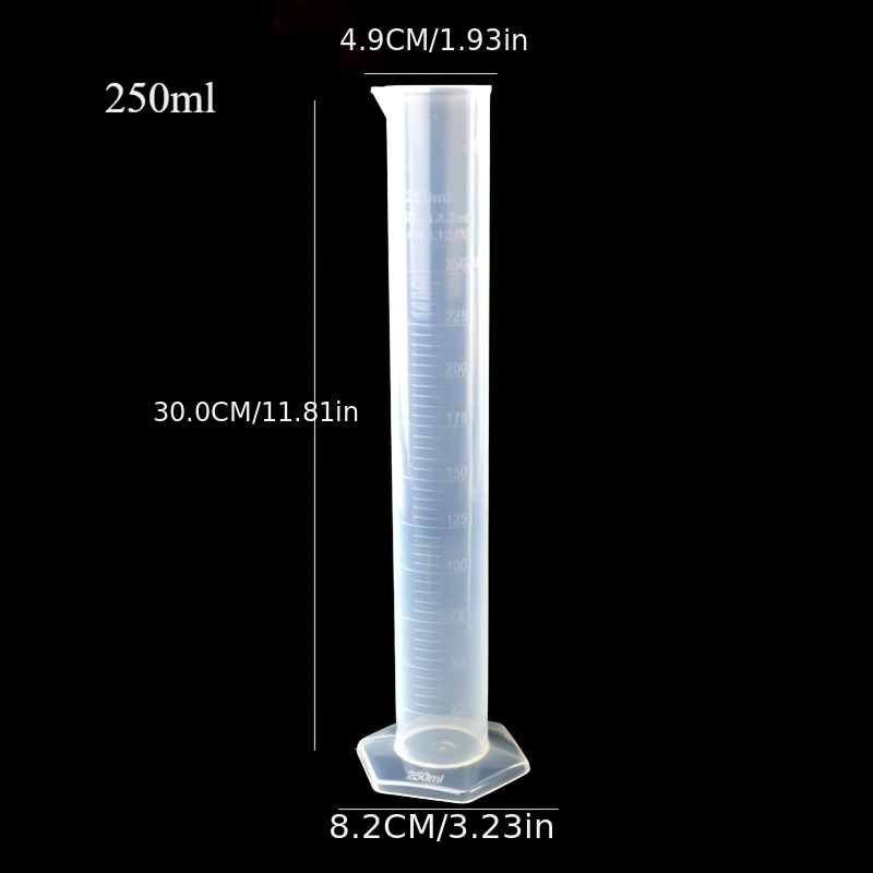Plastic Measuring Cylinder 10ml 50ml 100ml 250ml Graduated Lab Test Tube Liquid Measurement Tool: retailer-supplied image