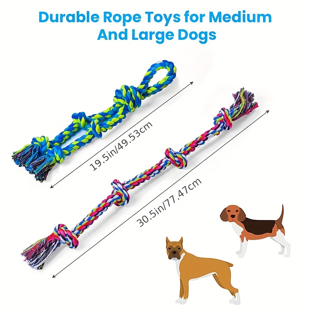 Large Dog Chew Toys for Aggressive Chewers, 6 Pack Almost Indestructible Dog Balls for Large Dogs, Heavy Duty Dental Cotton Dog Rope Toy for Medium