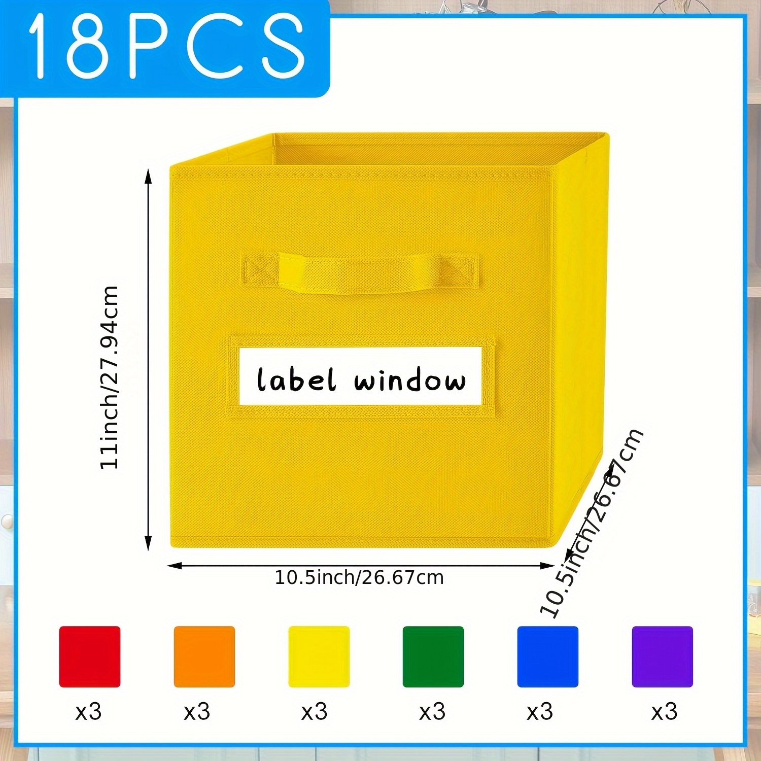 18pcs pastel  ow fabric cube sto ge bin   window handle 11in square basket suitable for xmas ornaments multi organizing bin bright colors   ornament sto ge