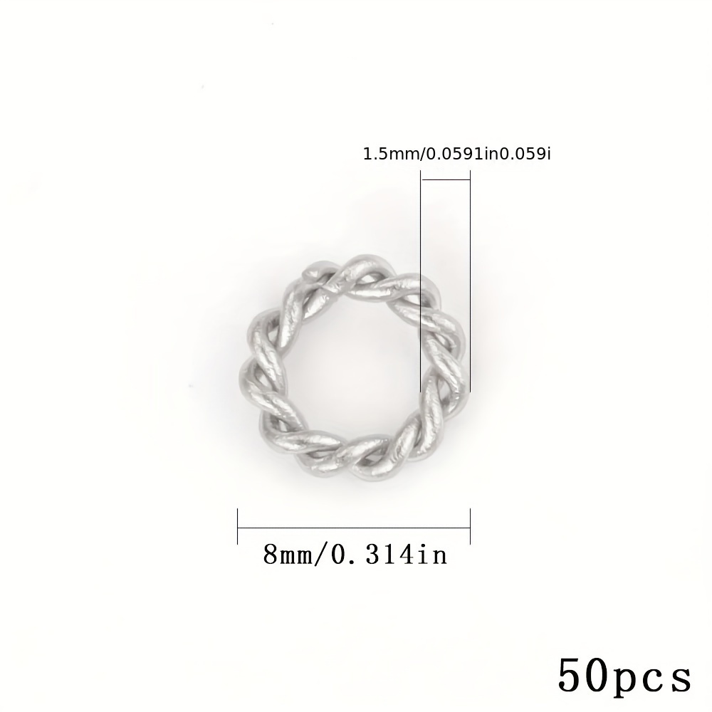 E-shop 50 Stück Edelstahl Gedrehte Offene Biegeringe Metallverbinder Spiral Offene Ringe Schmuckherstellung Zubehör Spacer Perlen Schmuckherstellung