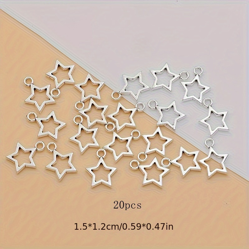 TEMU 50pcs 20pcs Hollowing Star Charm Alloy Hollow Ancient Silvery Tibetan Silvery Making Bracelet Earrings Necklace Hollow Star Pendant Handmade