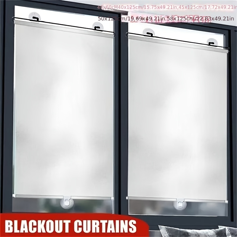 

Pvc Blackout Curtains With Suction Cups - Nail-free, Roll-up Sunshade For Car, Bedroom, Kitchen, Office Windows - Light Blocking, , Curtains For Windows