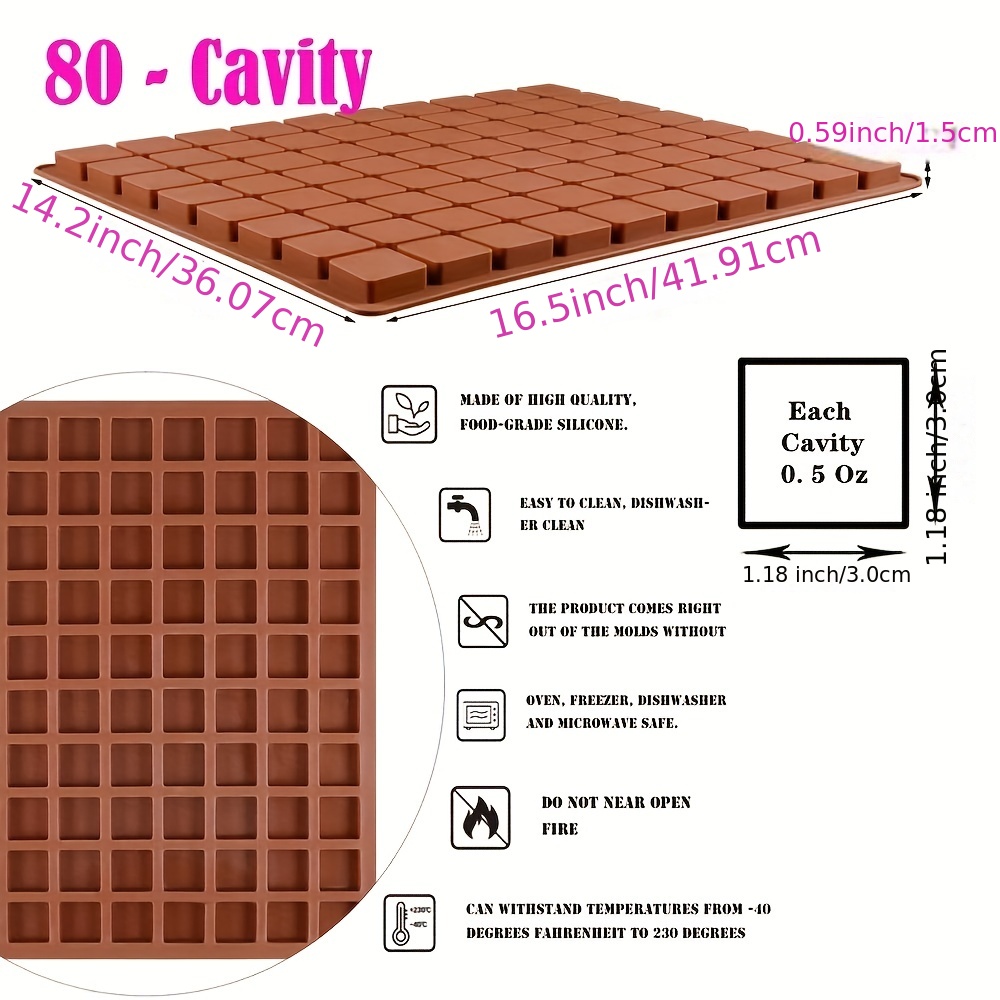  Rectangle Small Caramel Molds 40-Cavity Chocolate Candy  Truffles Molds Ice Cube Tray, Pralines, Jelly Molds : Home & Kitchen