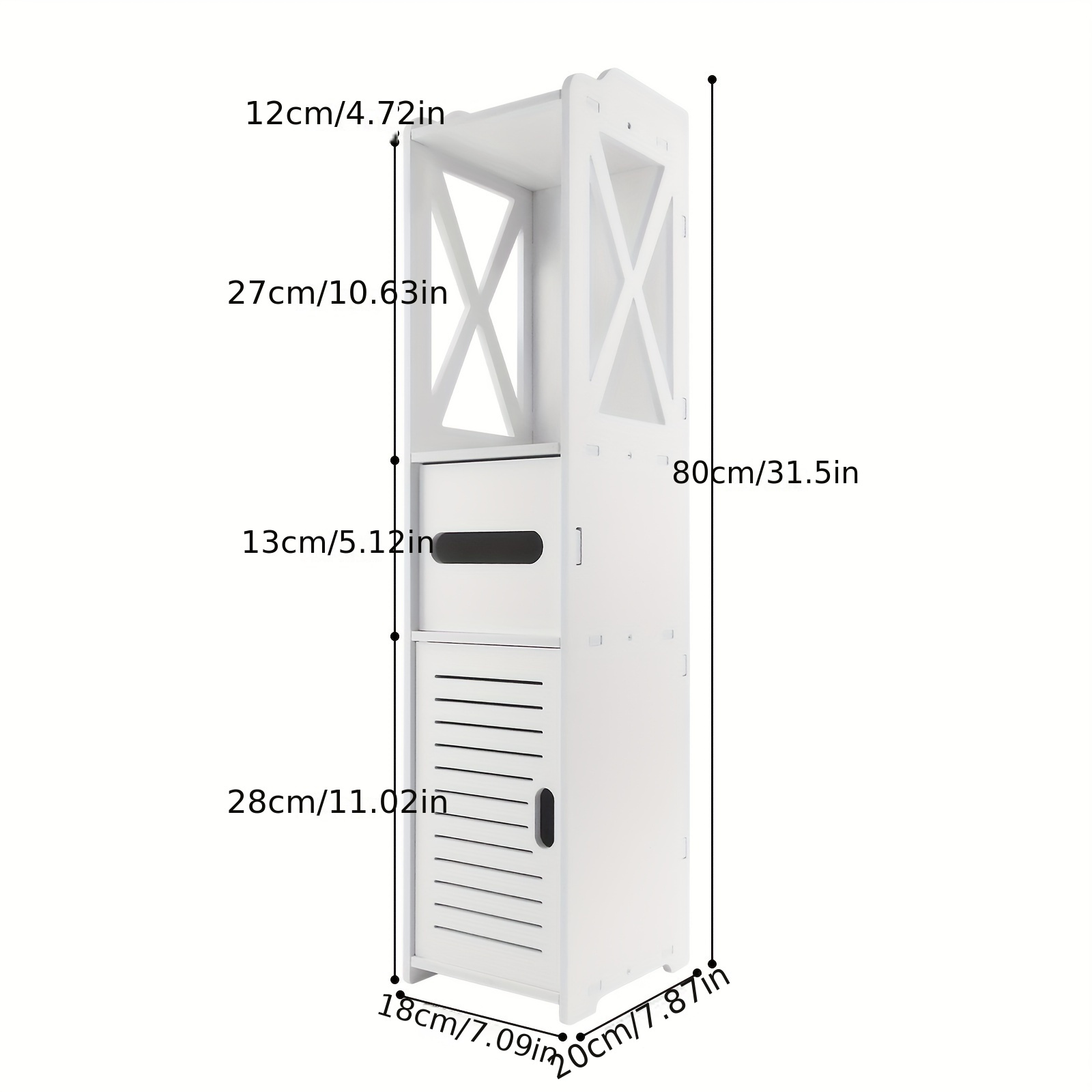 TEMU White Pvc Bathroom Bedroom Storage Cabinet Drawer Cupboard Free Standing Unit Modern, White Freestanding Bathroom Cabinet - Space-saving Storage