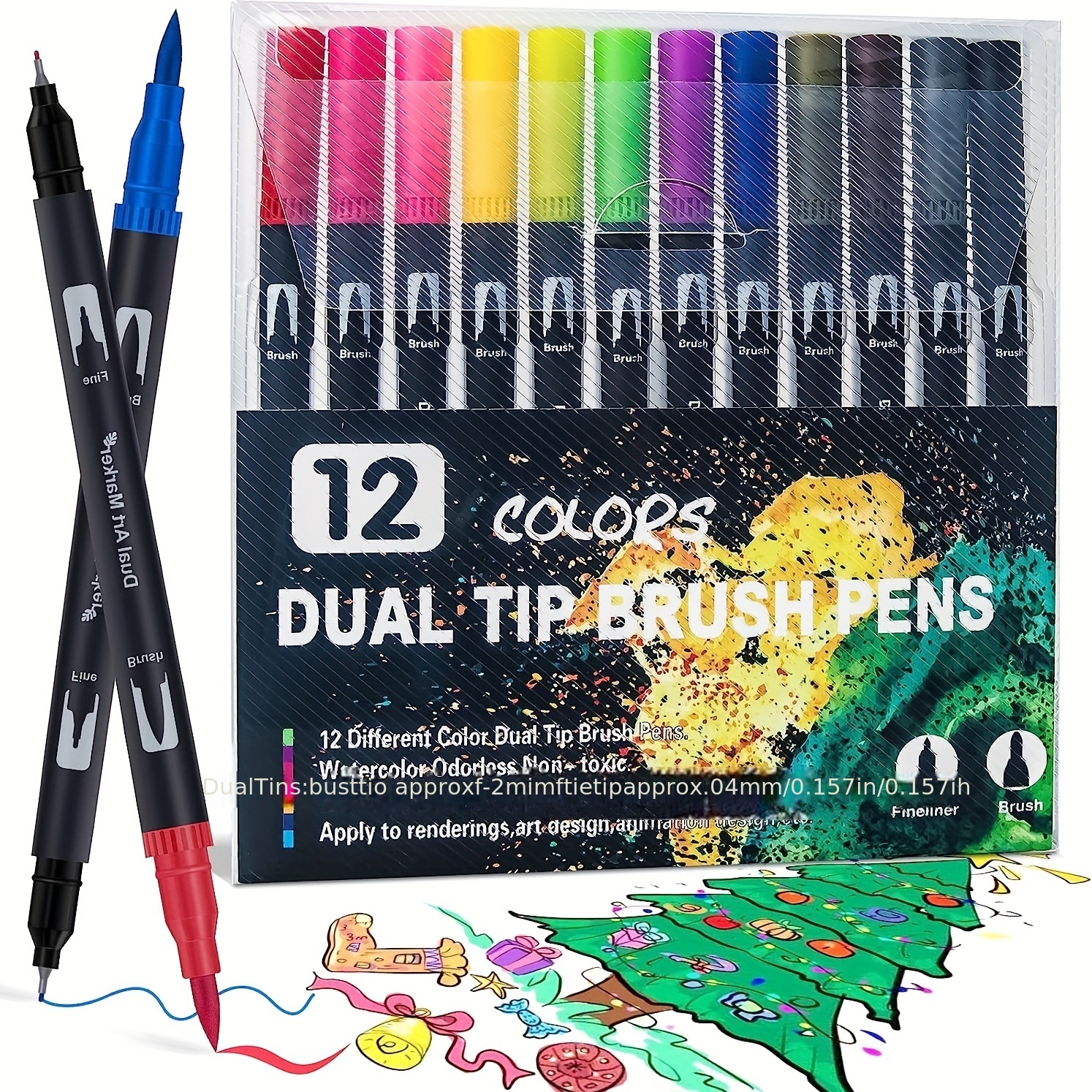 Dual Tip Watercolor Brush Markers - Sta Non-Toxic Water Based Lettering  Marker Calligraphy Pens(ONE PEN RANDOM COLOR) 