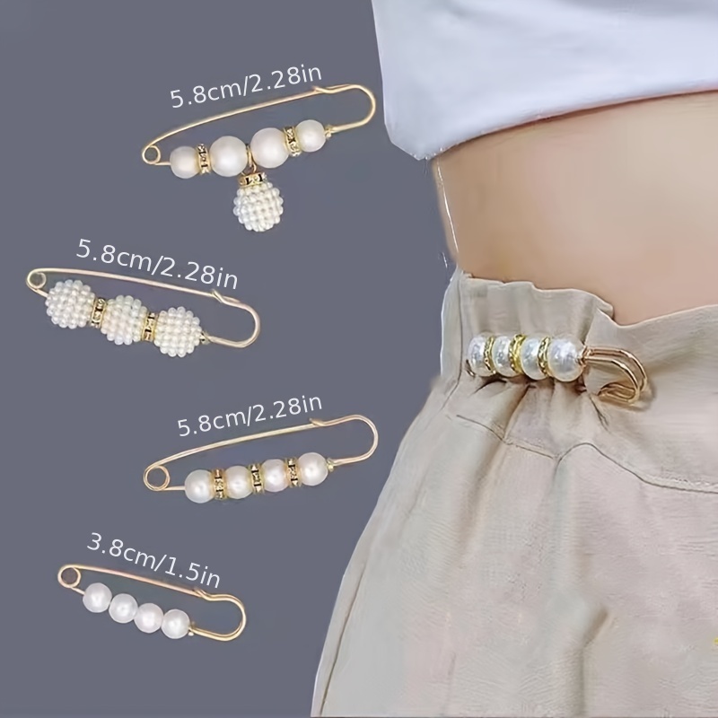 Waistband Pin Pearl Brooch Pins Sweater Shawl Clips Faux - Temu