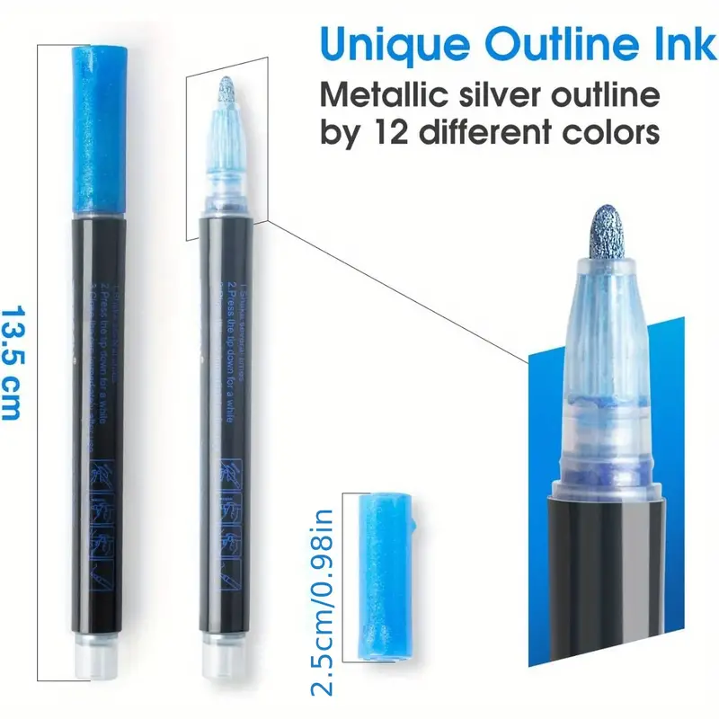 Outline Pens 24 Colors Metallic Outline Markers Pens For - Temu