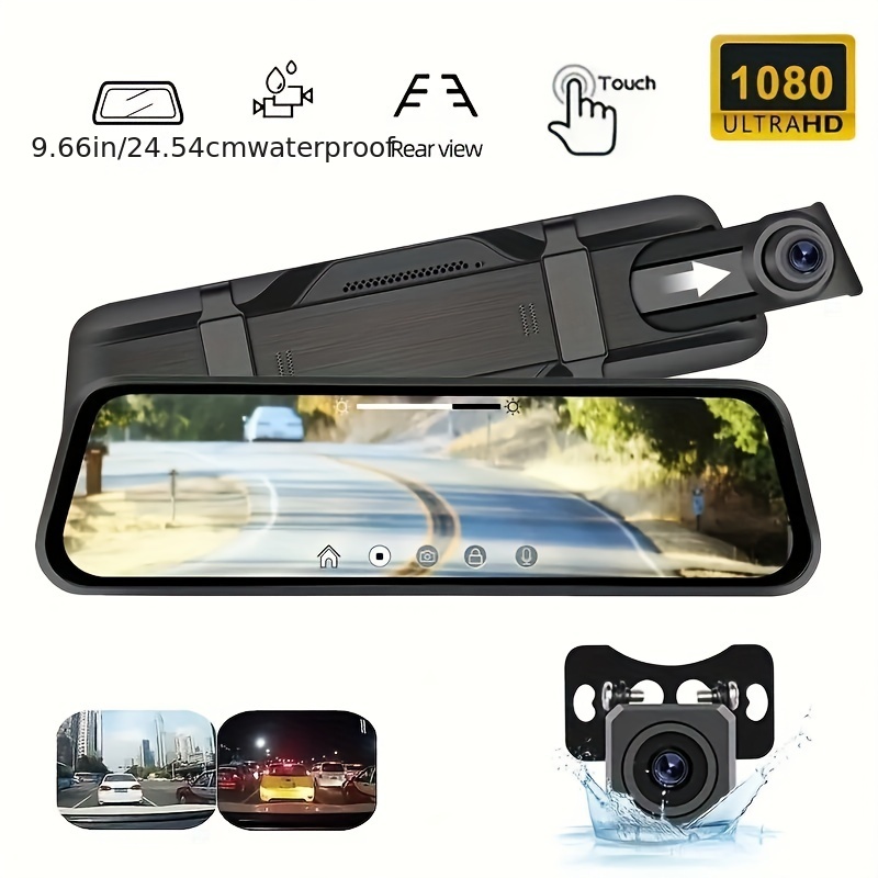 Cámara inalámbrica Carplay Android Auto Dash Cam, 11.26 pulgadas espejo  retrovisor cámara frontal y trasera para coche HD IPS pantalla táctil