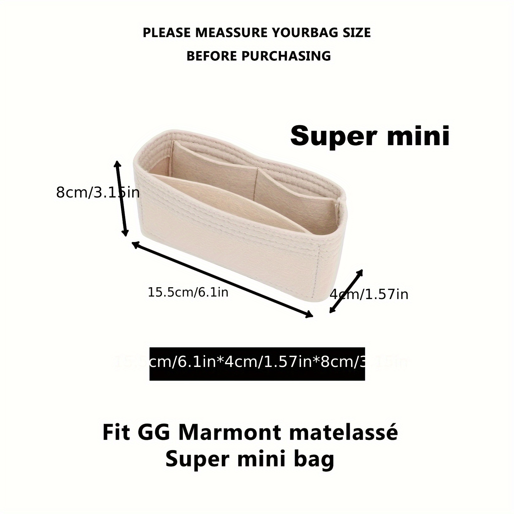 TEMU Wallet Storage Bag, Suitable For Gg Marmont And Mini Shoulder Bag In Beige.