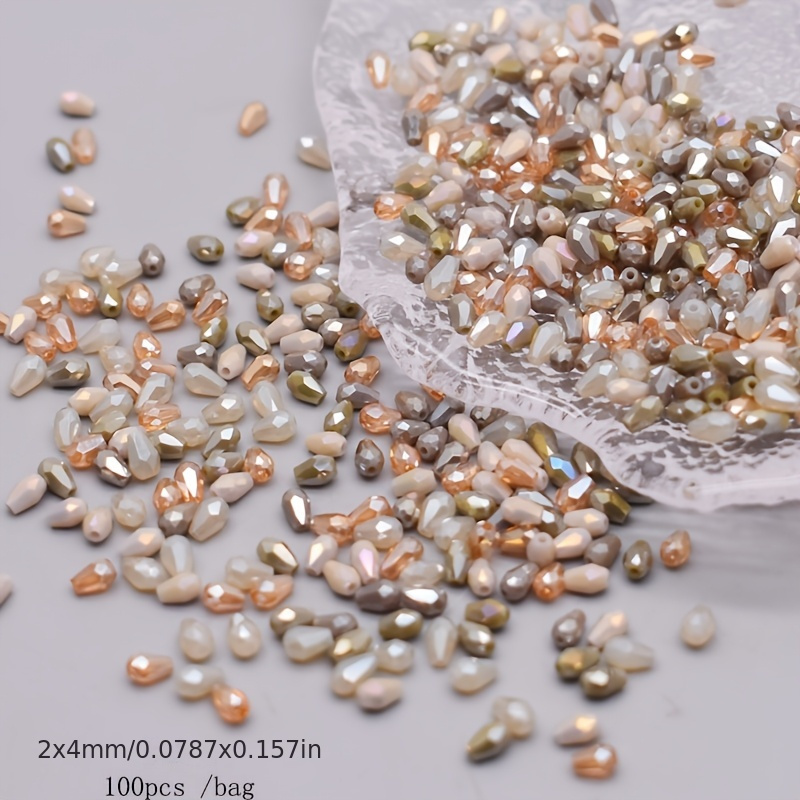 Image of 100pcs/bag Czech Glass Bead Red Pink, Blue, Purple 2x4mm Water Drop Glass Beads Loose Spacer Glass Beads For Jewelry Making Jewelry