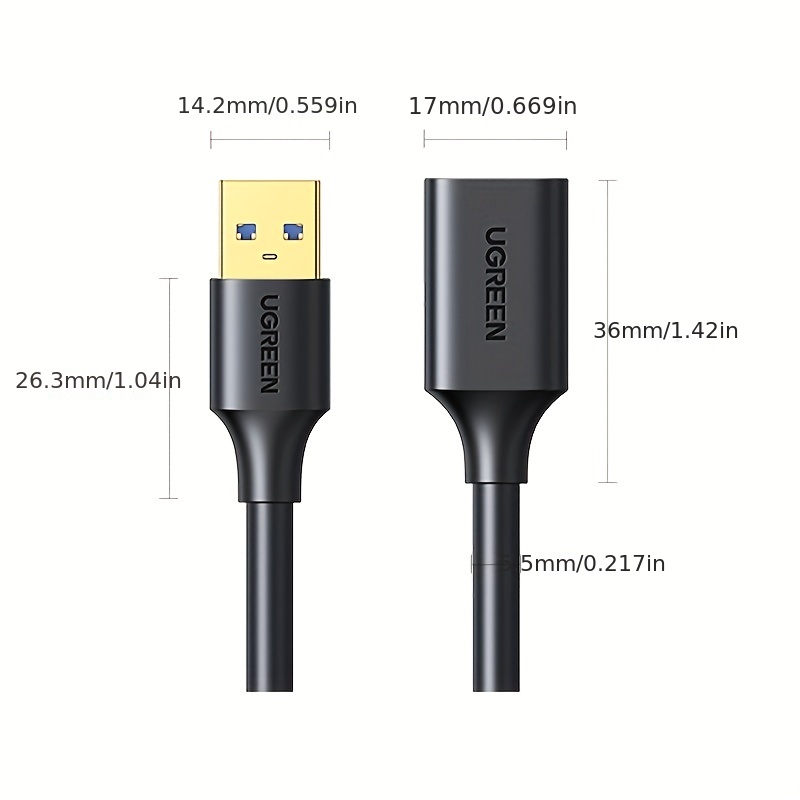 UGREEN USB Extender, USB 3.0 Extension Cable Male to Female USB Cable  High-Speed Data Transfer Compatible with Webcam, Gamepad, USB Keyboard,  Mouse