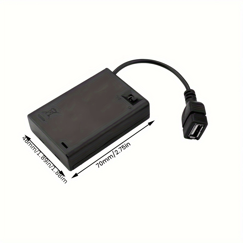 2 5pcs black 3aa battery holder with cover featuring an on off switch and usb female socket designed for aa batteries Product details 5