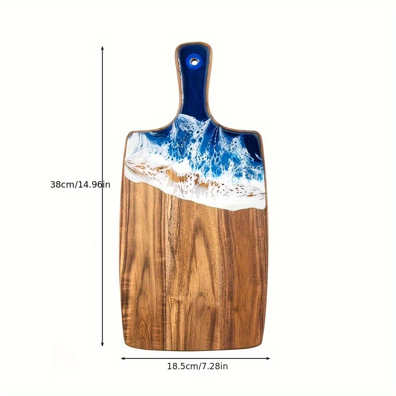 premium acacia wood cutting board with handle rectangular   for kitchen dining   steak fruits bread details 4