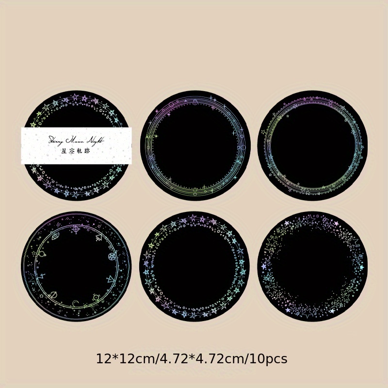 10pcs Laser Golden & Silvery Collage Card Star & Moon Night Series Light Retro