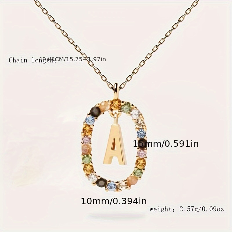 Collana con lettera inglese in argento sterling 9,25, design di nicchia, zirconi colorati di lusso, catena per clavicola, per donna_voghion.com