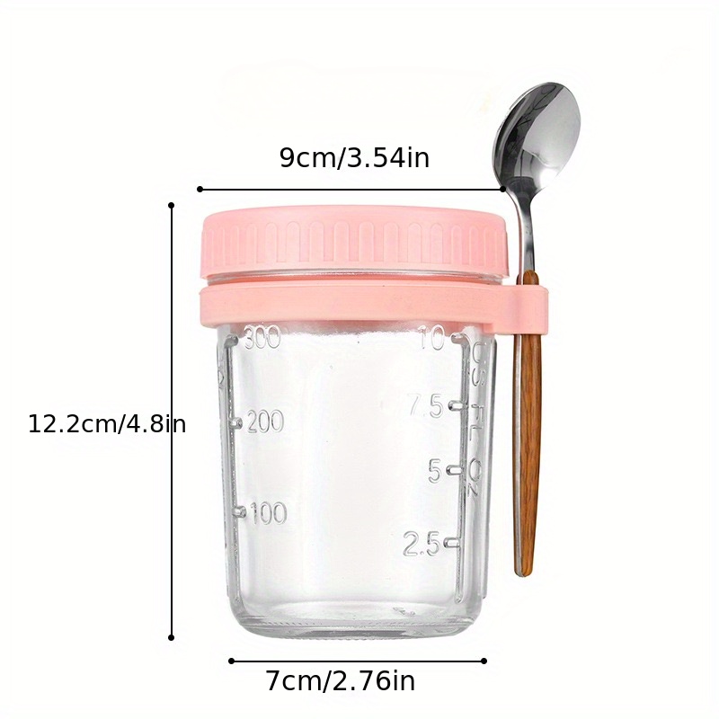 1 Set Pink Overnight Oats Containers With Lids And Spoon, Large Capacity  Overnight Plastic Yogurt Jars Salad Container For Chia Pudding Salad Cereal Meal  Prep Jars, Kitchen Accessories