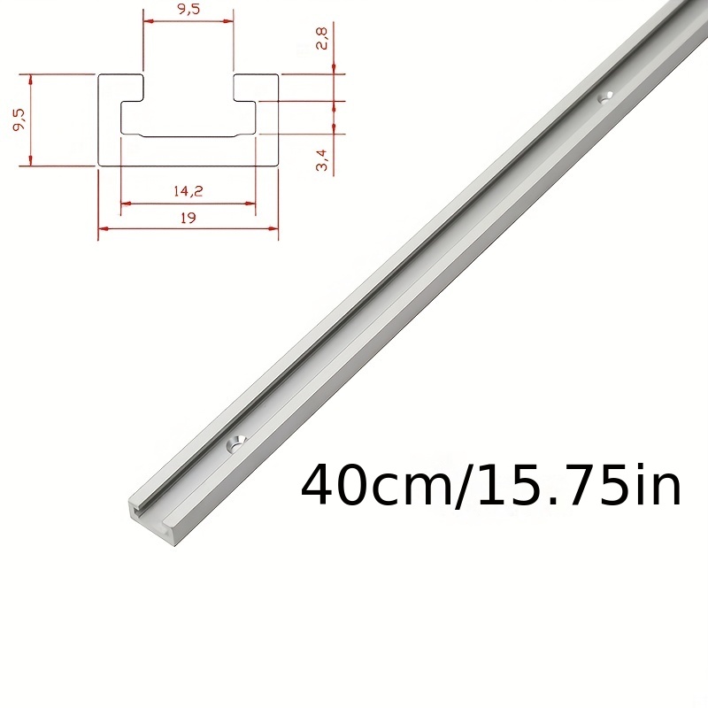 1pc Aluminium Alloy T-track, Woodworking Chute Rail, 19x9.5mm, T-track  T-slot Miter Track Jig T Screw Fixture Slot Table Saw Router Table DIY Tools