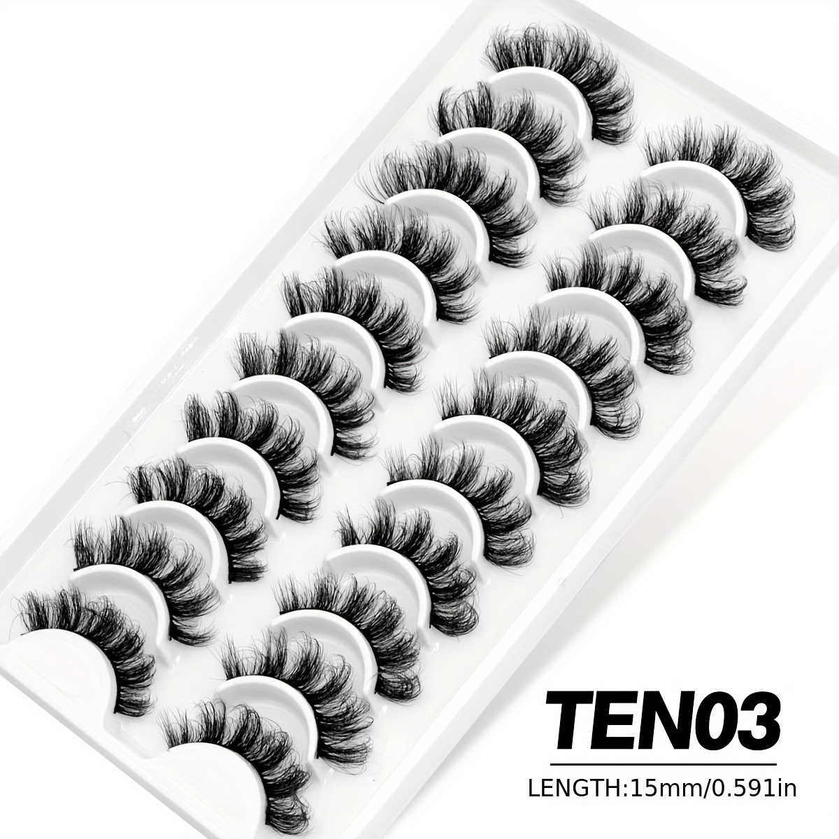 Image of Groinneya 10 Pairs Lashes Mink Lashes Natural False Eyelashes Fluffy Cat Eye Lashes Makeup Eyelash Extension