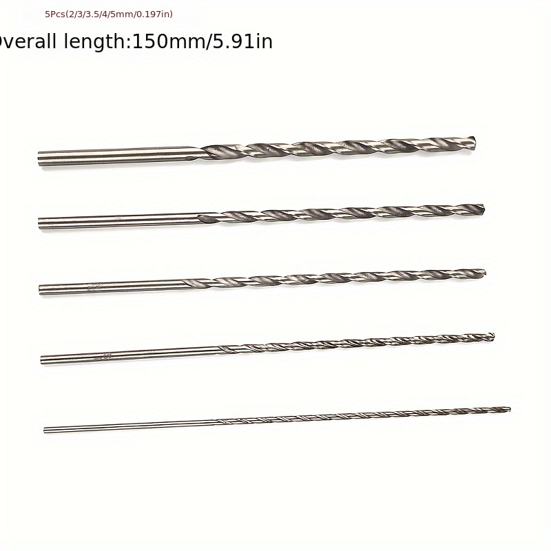 

5pcs Hss High Speed Steel Extra Long Drill Bits Set - Perfect For Woodworking Hole Opener (2mm, 3mm, 3.5mm, 4mm, 5mm Hex Shank)